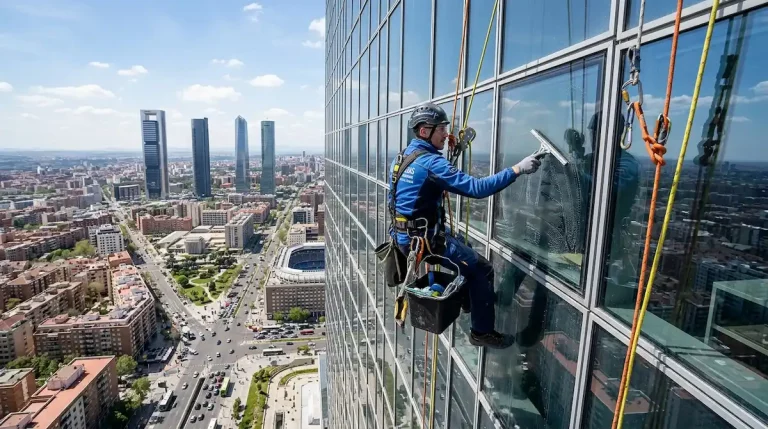 Limpieza de cristales en altura Madrid para edificios relucientes